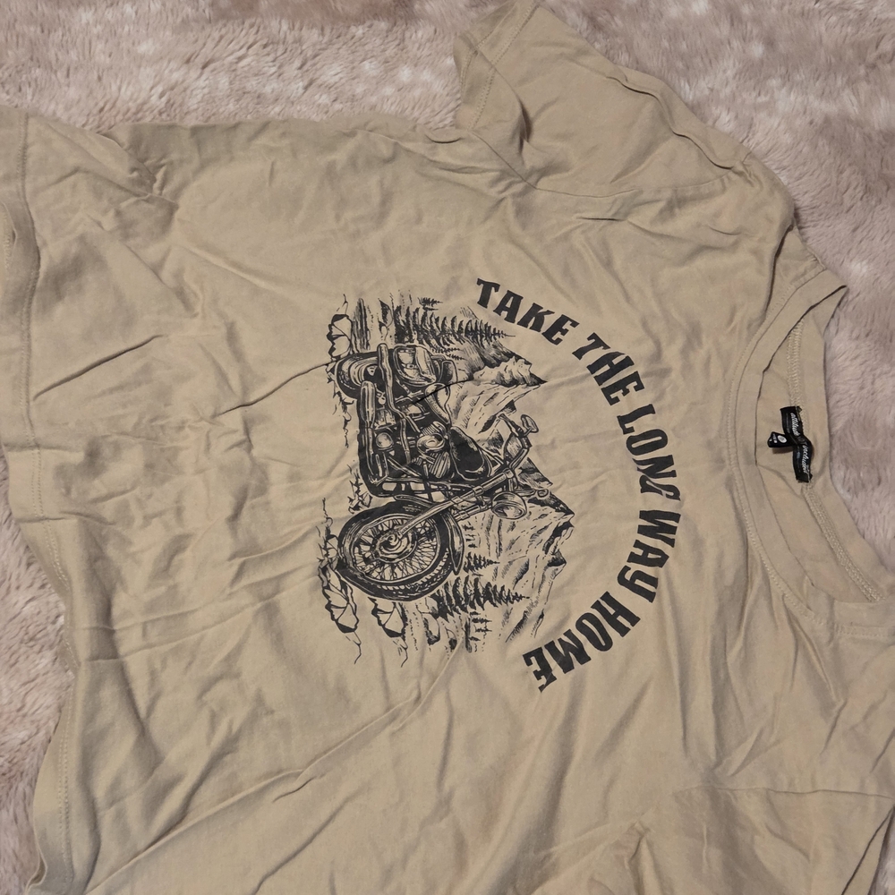Women's Beige Graphic Tee - Take the Long Way Home